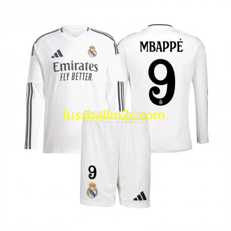 Fußballtrikots Real Madrid Kylian Mbappé 9 Kinder Heim Trikotsatz 2024-2025 Langarm Fußballtrikots Real Madrid Kylian Mbappé 9 Kinder Heim Trikotsatz 2024-2025 Langarm